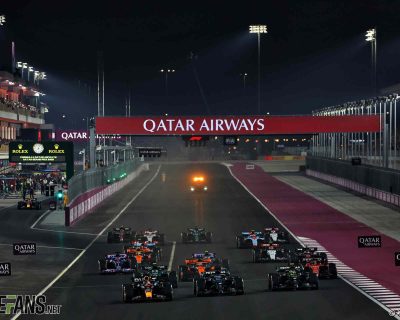 Max Verstappen (NLD) Red Bull Racing RB19 leads at the start of the race.
08.10.2023. Formula 1 World Championship, Rd 18, Qatar Grand Prix, Doha, Qatar, Race Day.
 - www.xpbimages.com, EMail: requests@xpbimages.com © Copyright: Coates / XPB Images